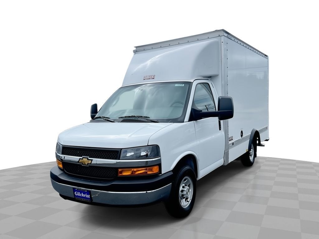 2025 Chevrolet Express Cutaway 3500 1WT in Summit White — front three-quarter view