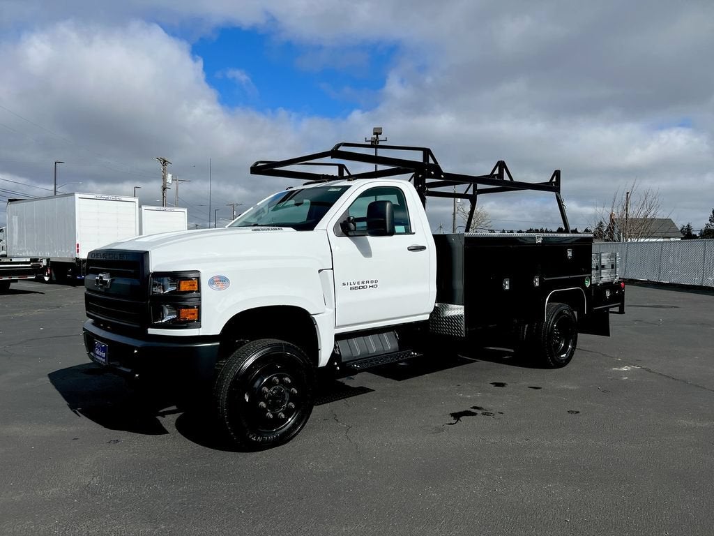 2023 Chevrolet Silverado 6500 HD Work Truck in Summit White — front three-quarter view